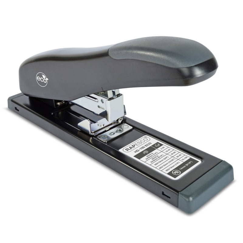 Rapesco 1307 ECO Heavy-Duty Stapler with 2000 Staples Type 923/10mm (3/8"), 100 Sheet Capacity, Uses Type 923 (1/4" to 1/2") and Type 24 High-Capacity (1/4" and 5/16") Heavy-Duty Staples, Black - Image 3